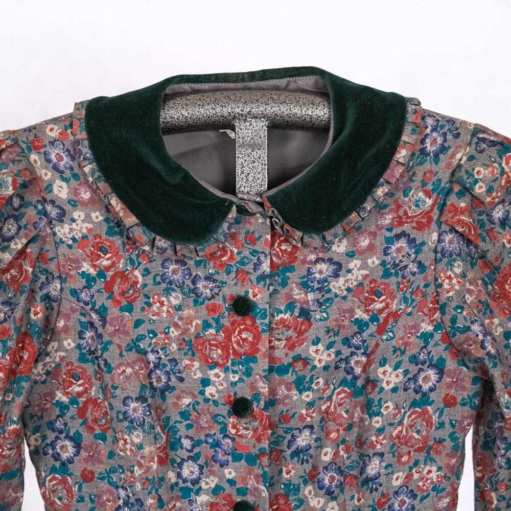 Vintage Laura Ashley Dress Floral Viyella Fabric US Size 8 Velvet Collar Cottage - Picture 3 of 9